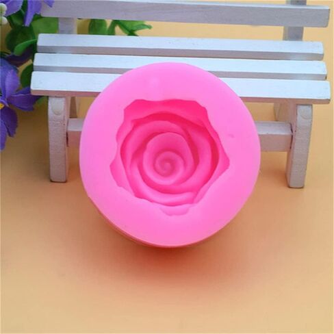 Rose Flower Candle Silicone Mold Fondant Soap 3D Cake Mold Cupcake Jelly Candy Chocolate Decoration Baking Tool Moulds (1.68 * 1.68 * 0.4inch) in Kuwait