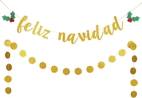 لافتة عيد الميلاد الإسبانية الذهبية اللامعة من Feliz Navidad لزينة عيد الميلاد الإسبانية من Feliz Navidad وديكورات عيد الميلاد الإسبانية وديكور عطلة عيد الميلاد in Kuwait