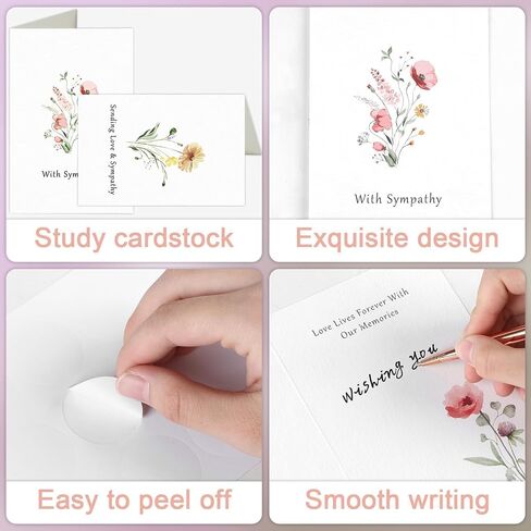 100Pcs Bulk Sympathy Cards with Envelopes Stickers Watercolor Flower Condolence Cards With Greetings Thoughtful Messages Inside Thinking of You Cards Floral Funeral Cards Floral Bereavement Cards in Saudi Arabia