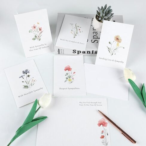 100Pcs Bulk Sympathy Cards with Envelopes Stickers Watercolor Flower Condolence Cards With Greetings Thoughtful Messages Inside Thinking of You Cards Floral Funeral Cards Floral Bereavement Cards in Saudi Arabia