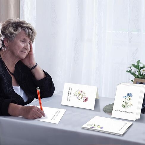 100Pcs Bulk Sympathy Cards with Envelopes Stickers Watercolor Flower Condolence Cards With Greetings Thoughtful Messages Inside Thinking of You Cards Floral Funeral Cards Floral Bereavement Cards in Saudi Arabia