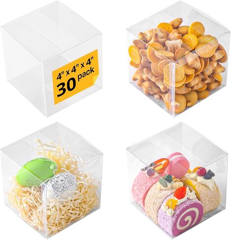 DaYammi 30 PCS Clear Favor Boxes,4 x 4 x 4 inch Plastic Clear Gift Boxes for Wedding,Birthday,Easter Mother's Father's Day Party in Saudi Arabia