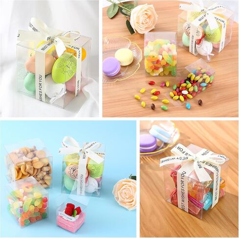 DaYammi 30 PCS Clear Favor Boxes,4 x 4 x 4 inch Plastic Clear Gift Boxes for Wedding,Birthday,Easter Mother's Father's Day Party in Saudi Arabia