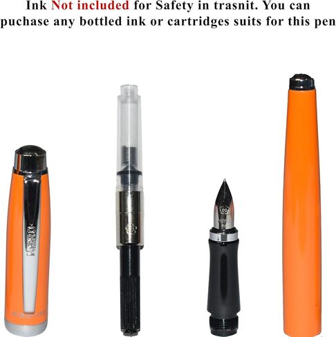 Fountain pen, extra fine point smooth writing pens for journaling fancy pens, hero 602 orange colored metal pen writer gifts Pen Sets for Men and Women Classic Design with Converter in Saudi Arabia