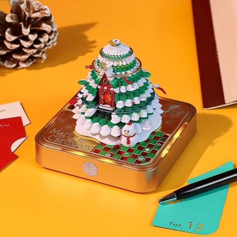 3D Calendar 2025 with LED Lights, Innovative Desk Time Piece Calendar 2025, Sculpture Calendar Memo Pads Paper for Office, Calendar That Makes Art, Christmas Gift for Colleagues Friends (Carousel) in Saudi Arabia
