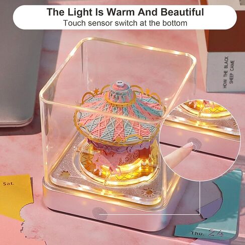 3D Calendar 2025 with LED Lights, Innovative Desk Time Piece Calendar 2025, Sculpture Calendar Memo Pads Paper for Office, Calendar That Makes Art, Christmas Gift for Colleagues Friends (Carousel) in Saudi Arabia