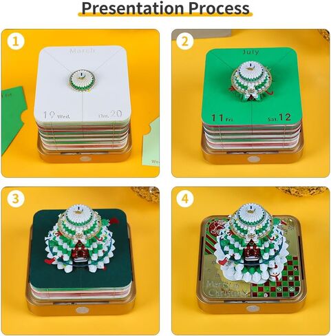 3D Calendar 2025 with LED Lights, Innovative Desk Time Piece Calendar 2025, Sculpture Calendar Memo Pads Paper for Office, Calendar That Makes Art, Christmas Gift for Colleagues Friends (Carousel) in Saudi Arabia