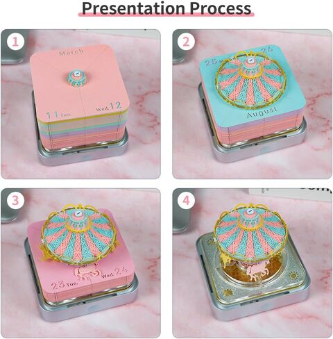 3D Calendar 2025 with LED Lights, Innovative Desk Time Piece Calendar 2025, Sculpture Calendar Memo Pads Paper for Office, Calendar That Makes Art, Christmas Gift for Colleagues Friends (Carousel) in Saudi Arabia