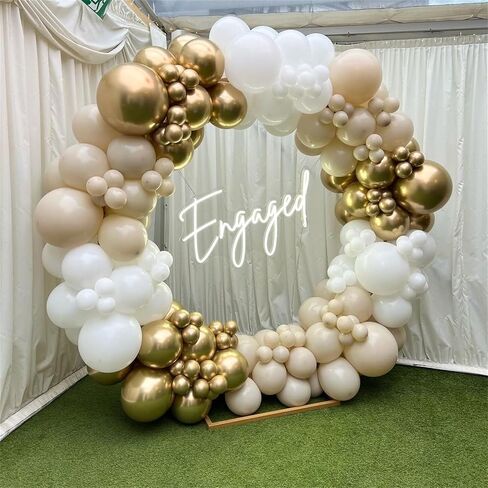 Beige and Champagne Gold Balloon Set, 60Pcs 12 Inch Nude Cream Retro White Sand Balloons with Metallic Champagne Gold Confetti Latex Balloons for Birthday Wedding Baby Bridal Shower Party Decorations in Kuwait
