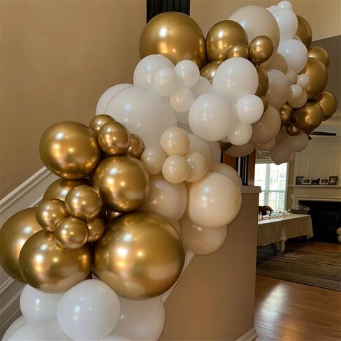 Beige and Champagne Gold Balloon Set, 60Pcs 12 Inch Nude Cream Retro White Sand Balloons with Metallic Champagne Gold Confetti Latex Balloons for Birthday Wedding Baby Bridal Shower Party Decorations in Kuwait