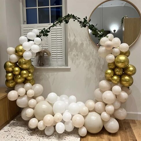 Beige and Champagne Gold Balloon Set, 60Pcs 12 Inch Nude Cream Retro White Sand Balloons with Metallic Champagne Gold Confetti Latex Balloons for Birthday Wedding Baby Bridal Shower Party Decorations in Kuwait