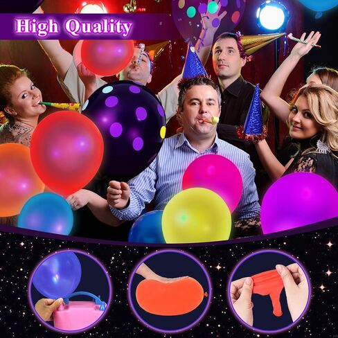 MCPINKY 42PCS UV Neon Balloons Assorted, 12" Glow Party Latex Balloons with Neon Dots Fluorescent Balloons for Birthday Wedding Glow Party Supplies in Saudi Arabia