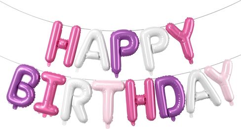 Rainbow Happy Birthday Balloons Banner,16 Inch Mylar Foil Letters Set,Inflatable Reusable Party Decor,for Women,Men,Kids Boys & Girls Birthday DIY Decorations Party Supplies in Kuwait