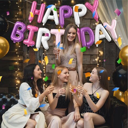 Rainbow Happy Birthday Balloons Banner,16 Inch Mylar Foil Letters Set,Inflatable Reusable Party Decor,for Women,Men,Kids Boys & Girls Birthday DIY Decorations Party Supplies in Kuwait
