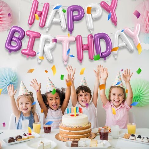 Rainbow Happy Birthday Balloons Banner,16 Inch Mylar Foil Letters Set,Inflatable Reusable Party Decor,for Women,Men,Kids Boys & Girls Birthday DIY Decorations Party Supplies in Kuwait