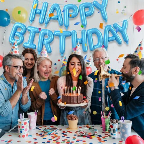 Rainbow Happy Birthday Balloons Banner,16 Inch Mylar Foil Letters Set,Inflatable Reusable Party Decor,for Women,Men,Kids Boys & Girls Birthday DIY Decorations Party Supplies in Saudi Arabia