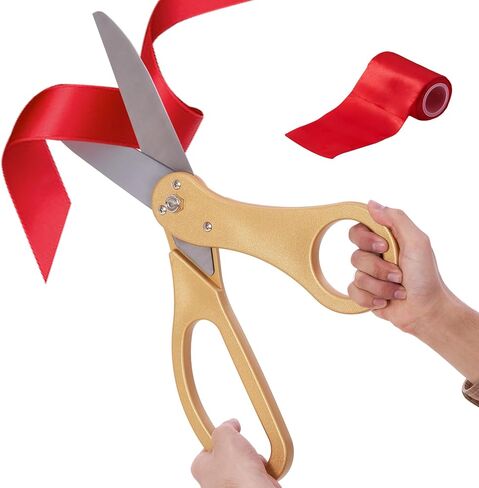 COMSIS Giant Ribbon Cutting Ceremony Kit 20" Giant Scissors Set Sharp, Gold Handled Durable XL Scissors, And 30 Feet Long 4" Wide Red Grand Opening Ribbon in Saudi Arabia