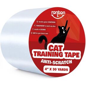 Ronton Anti Cat Scratch Deterrent Sheets - Anti Cat Scratch for Furniture | 100% Transparent - Double Sided Cat Training Tape | Pet & Kid Safe | Couch, Door, Furniture Protector (10 Sheets)