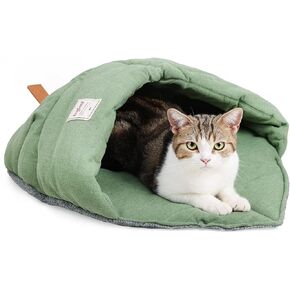 Pet Cat Sleeping Bag, Cute Cat Cave Bed Hideaway for Indoor Cats Washable Covered Cozy Soft Warming Durable Fabric Burrow Napper Pocket Bed Cat Nest Snuggle Sack for Puppy Kitten