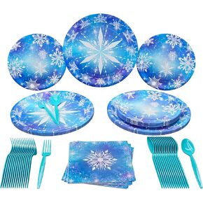 Frozen Party Standard Pack (100 Pieces for 16 Guests) - Frozen Birthday Party Supplies, Frozen Party Decorations, Snowflakes Party Decorations, Princess Birthday Party Supplies, Winter Wonderland