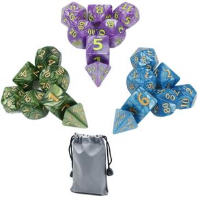 Dice- DND Dice Set 25mm RPG Dice for Dungeons and Dragons D&D Pathfinder MTG Role Playing Dice Giant Black Polyhedral Dice with Dice Bag