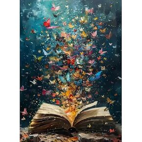 ZQEATRY Diamond Painting Kits for Adults Beginner,Butterfly On Book Page Diamond Art Kits,DIY 5D Full Drill Gem Art with Painting Kits Arts and Crafts for Home Wall Decor 12 X 16Inch