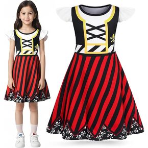 Girls Pirate Dress Toddler Cosplay Buccaneer Costume Kids Costume Birthday Party Halloween Role Play Outfits