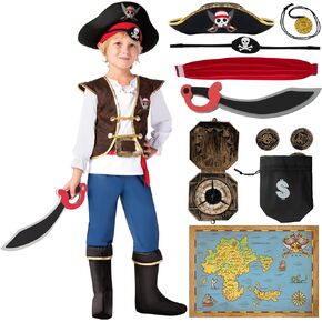 Spooktacular Creations Halloween Pirate Costume Kids, Boys Pirate Costume Set, Pirate Accessories Costume for Dress-Up Party