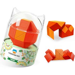 Monster Go Snake Puzzle, 24 Blocks Twist Magic Snake Brain Teaser Sensory Toys for Kids(Red-Orange)
