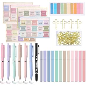 Bible Journaling Kit,Bible Study Kit -Bible Study Supplies Include Bible Highlighters and Pens No Bleed, Laminated Bible Tabs, Sticky Notes, Bible Study Supplies Essentials Set for Women & Men