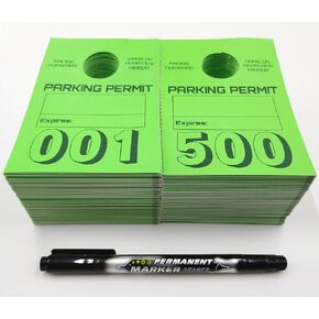 prismite Parking Passes Hanging for Car,Numbered 1-500 Parking Permit Hang Tag, Green