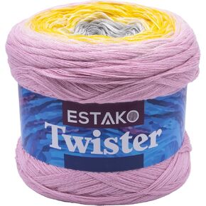 Estako Twister 55% Cotton 45% Acrylic Multicolor Cake Yarn, Fingering Weight #1 for Crochet and Knitting 8.8 Oz (250gr) / 1093 Yds (1000m) (4301)