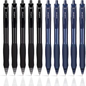 5 Black and 5 Blue Pens Fine Point Smooth Writing Pens 0.5mm Bullet Point Retractable No Bleed Gel Pens for Journaling Note Taking Work, Office School Supplies for Desk, Gifts for Women Men Kids