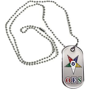 Greekgear OES Order of Eastern Star Reversible Dog Tags, Fraternal Organization, Membership, Symbol, 1 Count, Silver, Rectangular, 1 Size, Human-Identification-Tags, Pet Identification Tag