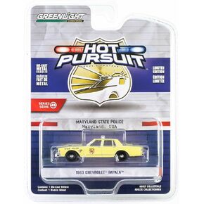 1983 Chevy Impala Yellow Maryland State Police Hot Pursuit Series 45 1/64 Diecast Model Car by Greenlight 43030A