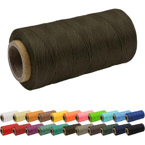 JeogYong 1mm Waxed Thread, 284 Yards 150D Flat Leather Sewing Thread, Hand Sewing Thread Waxed Cord for Leather Craft, Bookbinding, Shoes Repairing (White)