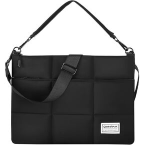 Omnpak Puffy Laptop Sleeve for Surface Pro 9 with Detachable Shoulder Strap and Carry Strap, Shoulder Handbag, Satchel Bag, Pillow Case Compatible for Surface Pro 11/10/9/8/7, Black