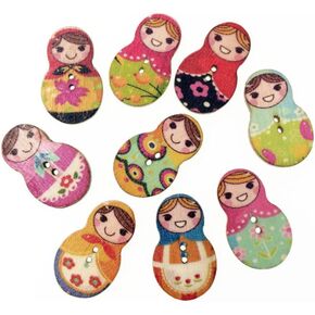 50pcs Wood Sewing Button Matryoshka Russian nesting doll Decoden Buttons Scrapbooking Decoden DP120