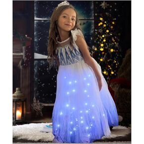 Girls Light Up Pricness Costume Kids Led Halloween Party Dress