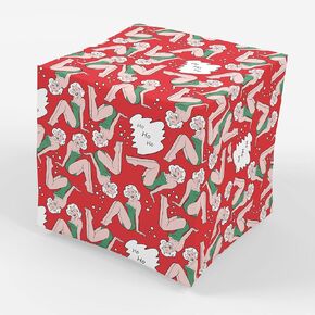 Stesha Party Holiday Pinup Girl Christmas Wrapping Paper - Folded Flat 30 x 20 Inch (3 Sheets)