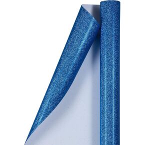 JAM Paper Gift Wrapping Paper Roll - 25 Sq Ft - Royal Blue Glitter - Sold Individually