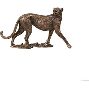 Cheetah Statue Classical Leopard Figurines Modern Style Home Office Desktop Resin Animals Decor Sculpture Decorative Gift (Gold)