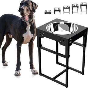 Elevated Dog Bowls, Stainless Steel Raised Dog Bowls Adjustable to 8 Heights, 2.75", 7.5", 10.5'', 14''-20'', for Medium & Large Sized Dogs, with 2 Stainless Steel Dog Bowls for Food & Water