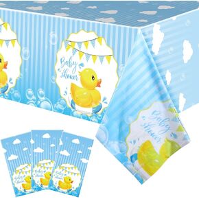 Coume 3 Pcs 54 x 108 Inch Yellow Duck Tablecloth Cute Bubble Rubber Ducky Table Cover Rectangle Disposable Duck Tablecloth Rubber Duck Themed Birthday Party Supplies for Baby Shower Party Favors