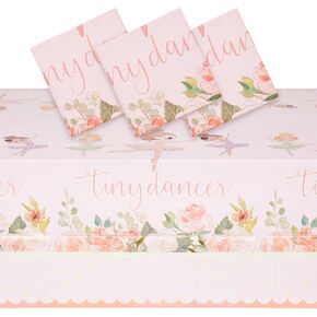 BLUE PANDA 3 Pack Ballerina Party Table Covers, Plastic Tiny Dancer Tablecloths for Birthday, Baby Shower (54x108 in)