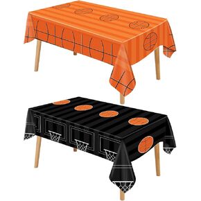 Qyeahkj 2 Pack Basketball Plastic Tablecloth Basketball Sports Themed Party Decorations 108 x 54 in Basketball Birthday Disposable Table Covers Boys Basketball Birthday Party Supplies Party Favors
