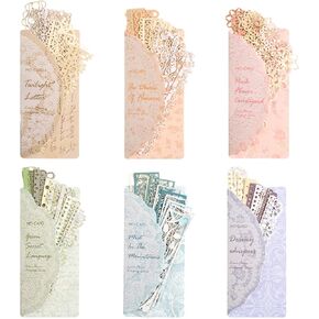 Vintage Scrapbook Paper Lace, 60Pcs Lace Scrapbook Frames Strip of Lace Craft Paper Decor DIY Card Making Photo Frame Album Notebook Journal