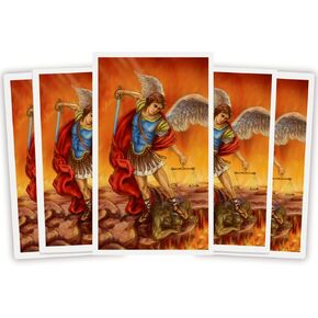 St Michael The Archangel Holy Prayer Cards, Laminated Cardstock with Scripture of Protection, Inspirational Christian Gifts, Pack of 5, 2.25 x 3.75 Inches
