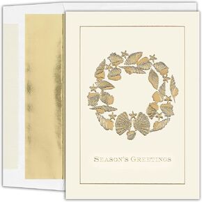 Warmest Wishes 16-Count Boxed Holiday Cards with Foil-Lined Envelopes, 7.8" x 5.6", Tropical Sunset (928700)