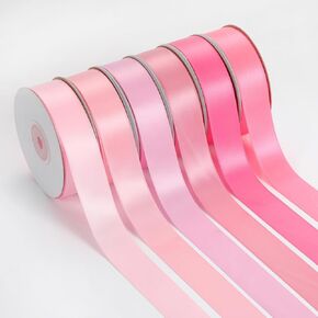 150 Yards Pink Satin Ribbon 1" Pink Ribbon for Gift Wrapping Crafts Flower Bouquet Wedding Invitations Birthday Party Decoration, 6 Rolls Assortment, 25 Yards for Each Roll